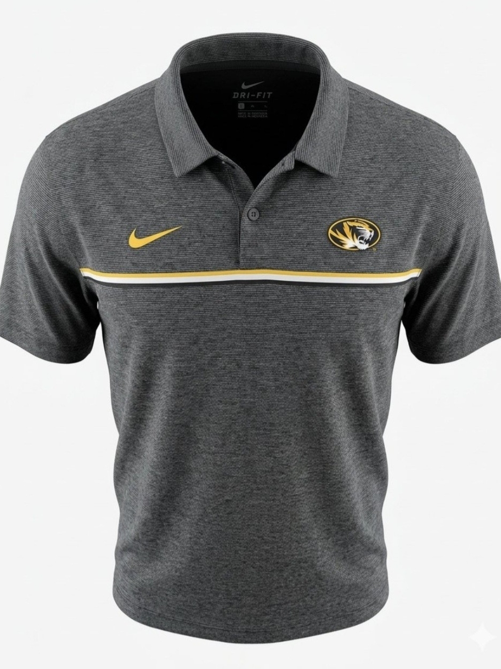 Nike Dri-FIT Missouri Tigers Polo Shirt Mens XXL Gray Black Heather Mizzou NCAA